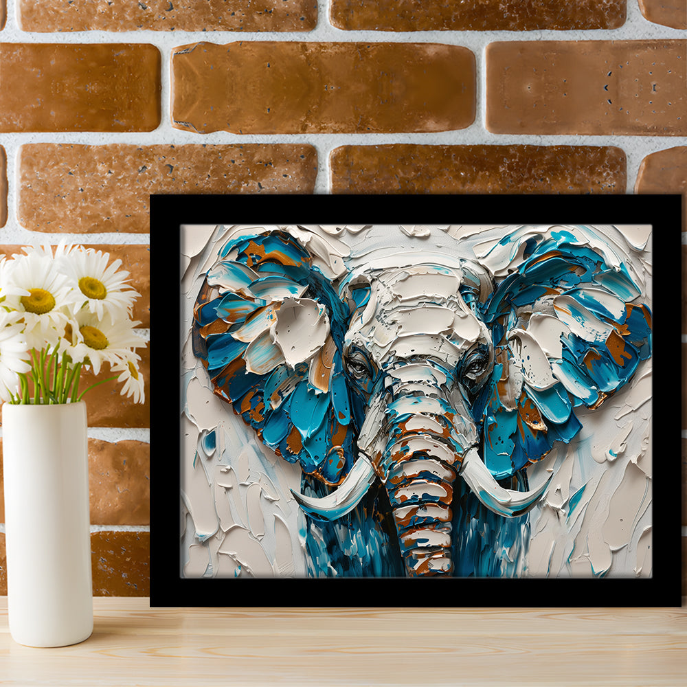 Knife Painting Elephant Portrait, Framed  Print, Painting Art, Framed Art Print Wall Decor, Framed Picture