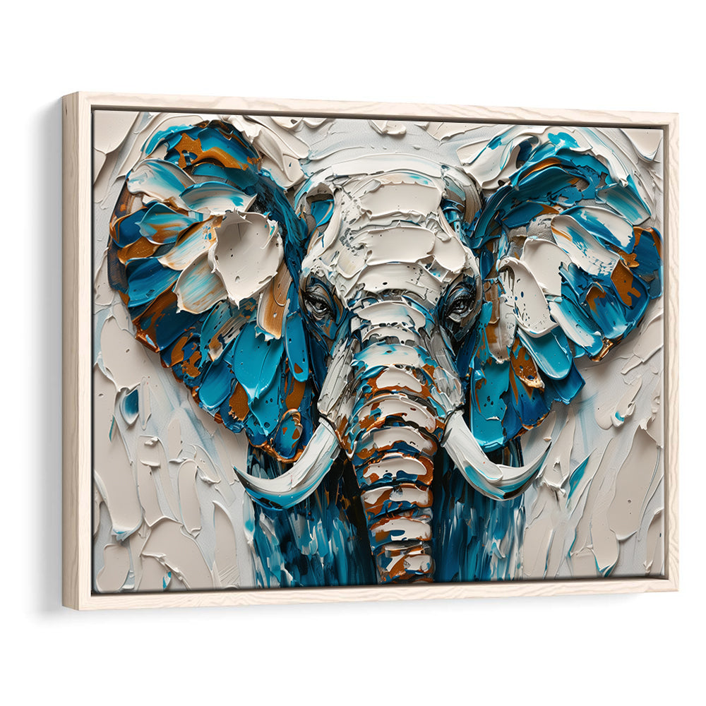 Knife Painting Elephant Portrait, Framed Canvas Print, Painting Art, Floating Framed Canvas Print Wall Art