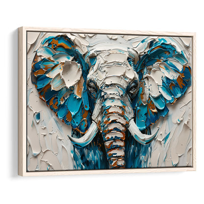 Knife Painting Elephant Portrait, Framed Canvas Print, Painting Art, Floating Framed Canvas Print Wall Art