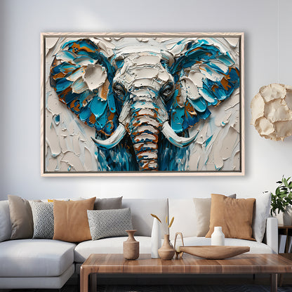 Knife Painting Elephant Portrait, Framed Canvas Print, Painting Art, Floating Framed Canvas Print Wall Art