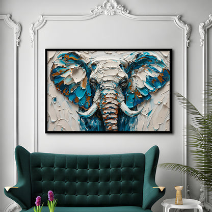 Knife Painting Elephant Portrait, Framed  Print, Painting Art, Framed Art Print Wall Decor, Framed Picture