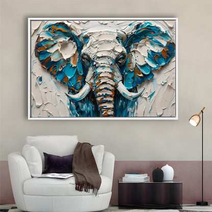 Knife Painting Elephant Portrait, Framed Canvas Print, Painting Art, Floating Framed Canvas Print Wall Art
