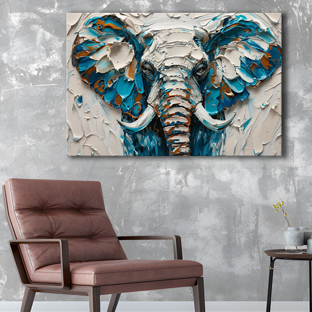 Knife Painting Elephant Portrait, Canvas Art Decor Print, Painting Art, Canvas Print Wall Art Home Decor