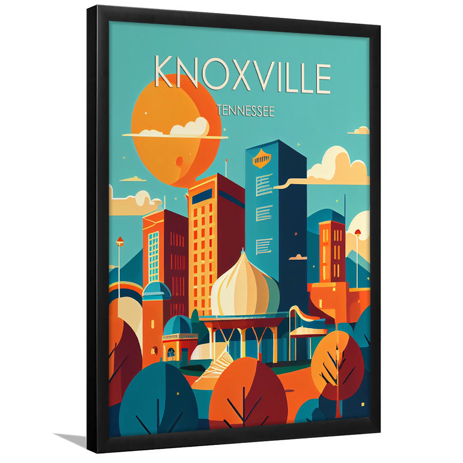 Knoxville Tennessee Retro Art Print, Knoxville City Wall Art, Framed Art Print, Picture Framed, Painting Art