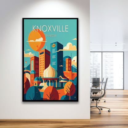Knoxville Tennessee Retro Art Print, Knoxville City Wall Art, Framed Art Print, Picture Framed, Painting Art