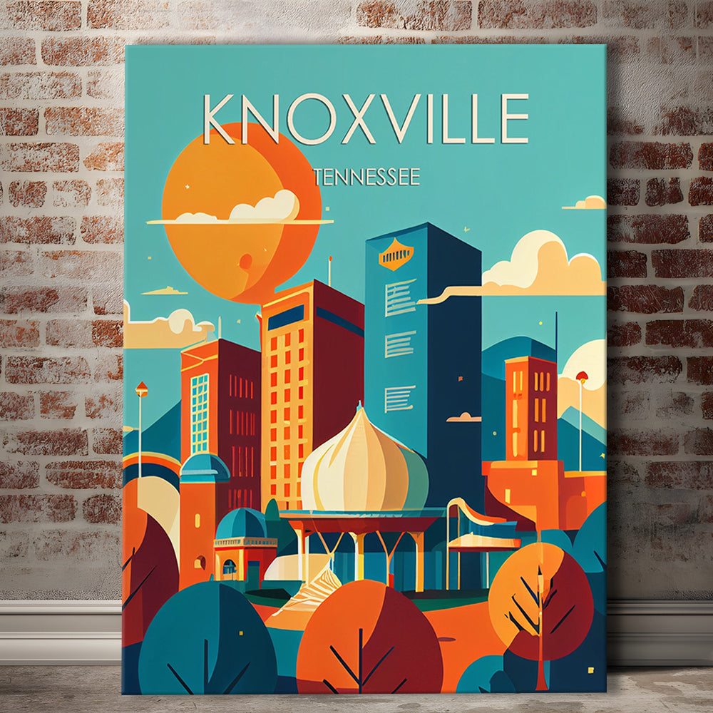 Knoxville Tennessee Retro Art Print, Knoxville City Wall Art, Canvas Print, Painting Canvas, Living Room Decor