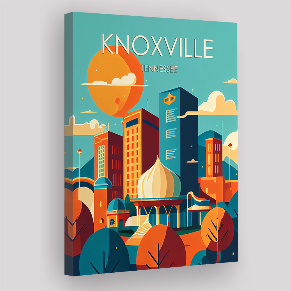 Knoxville Tennessee Retro Art Print, Knoxville City Wall Art, Canvas Print, Painting Canvas, Living Room Decor