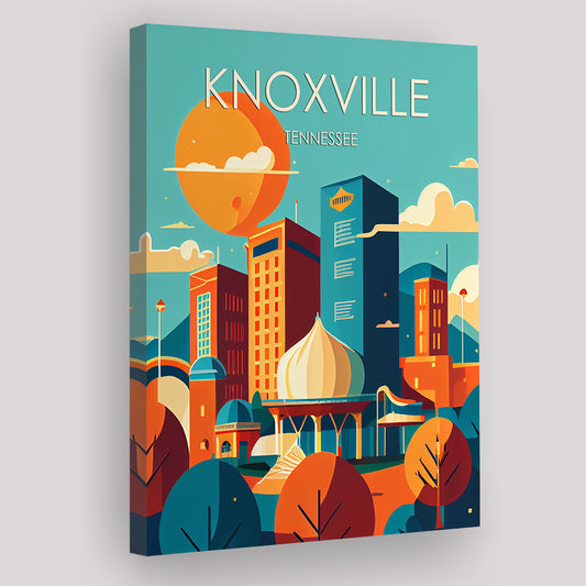 Knoxville Tennessee Retro Art Print, Knoxville City Wall Art, Canvas Print, Painting Canvas, Living Room Decor
