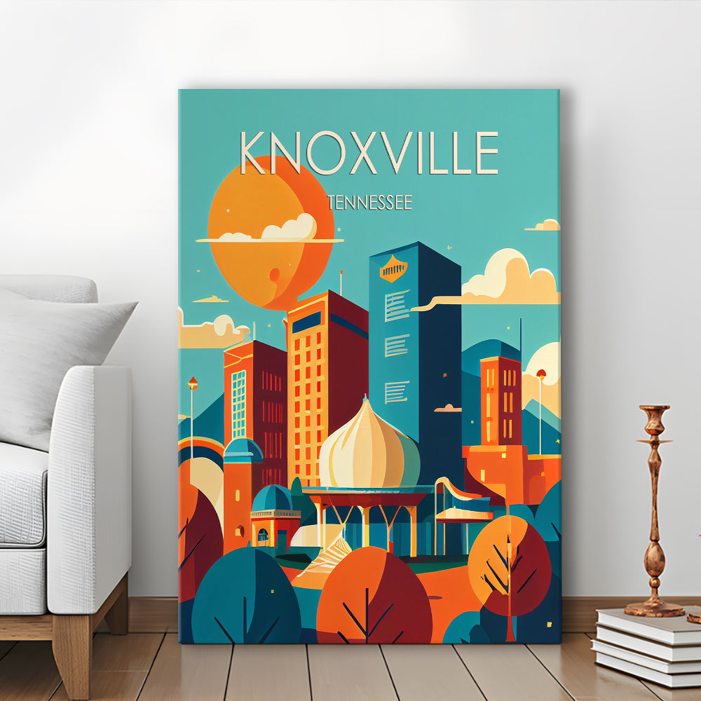 Knoxville Tennessee Retro Art Print, Knoxville City Wall Art, Canvas Print, Painting Canvas, Living Room Decor