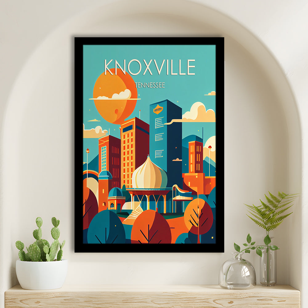 Knoxville Tennessee Retro Art Print, Knoxville City Wall Art, Framed Art Print, Picture Framed, Painting Art