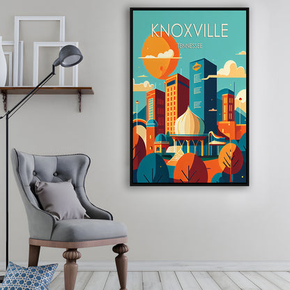 Knoxville Tennessee Retro Art Print, Knoxville City Wall Art, Floating Framed Canvas Print, Framed Picture, Painting Canvas