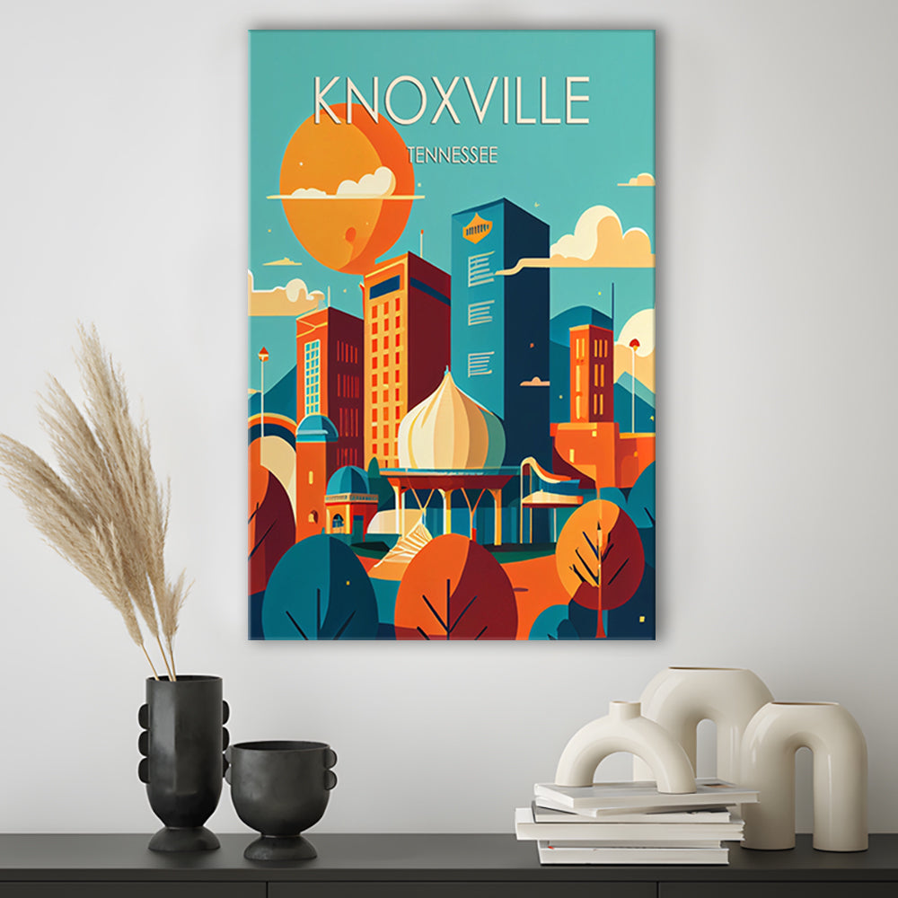 Knoxville Tennessee Retro Art Print, Knoxville City Wall Art, Canvas Print, Painting Canvas, Living Room Decor