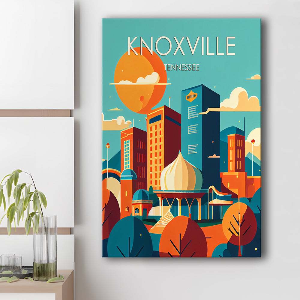 Knoxville Tennessee Retro Art Print, Knoxville City Wall Art, Canvas Print, Painting Canvas, Living Room Decor