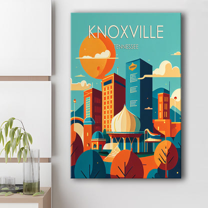 Knoxville Tennessee Retro Art Print, Knoxville City Wall Art, Canvas Print, Painting Canvas, Living Room Decor