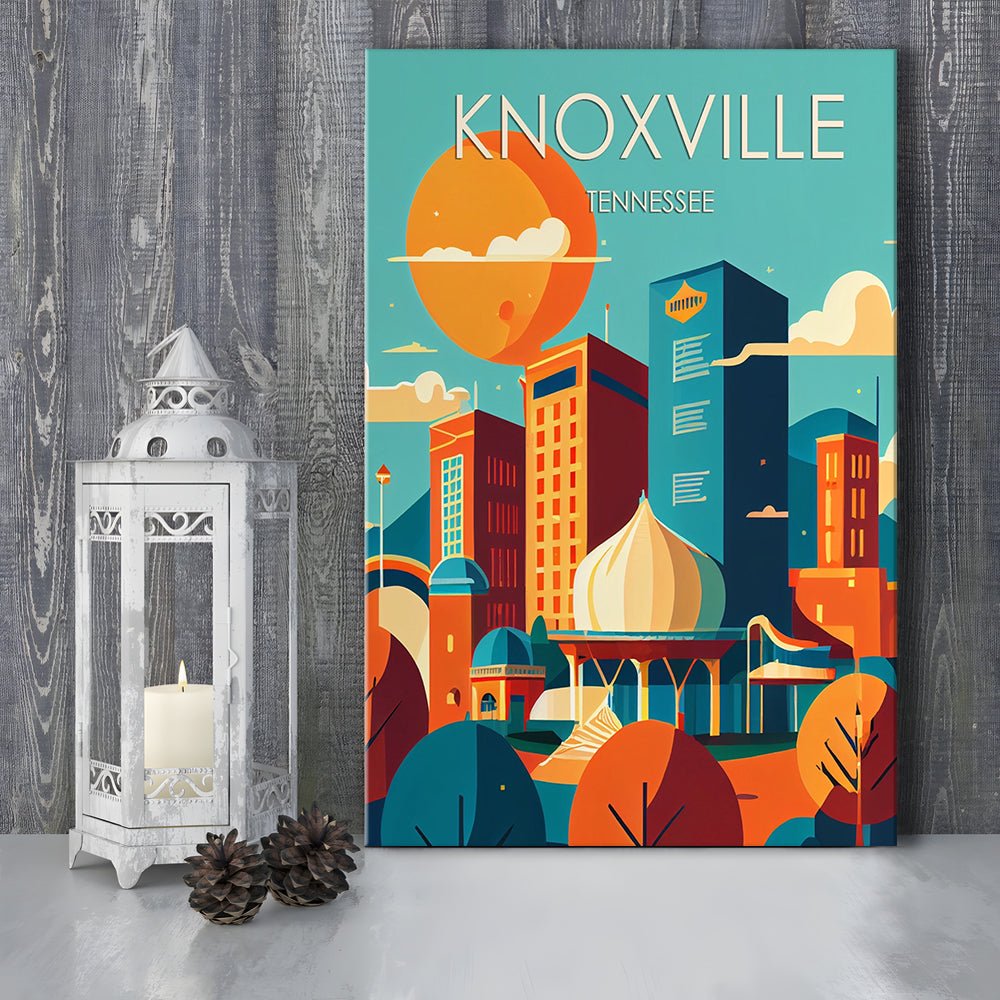 Knoxville Tennessee Retro Art Print, Knoxville City Wall Art, Canvas Print, Painting Canvas, Living Room Decor