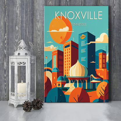 Knoxville Tennessee Retro Art Print, Knoxville City Wall Art, Canvas Print, Painting Canvas, Living Room Decor
