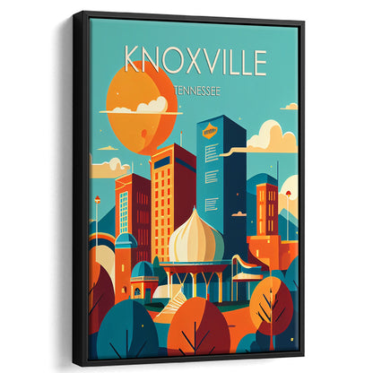 Knoxville Tennessee Retro Art Print, Knoxville City Wall Art, Floating Framed Canvas Print, Framed Picture, Painting Canvas