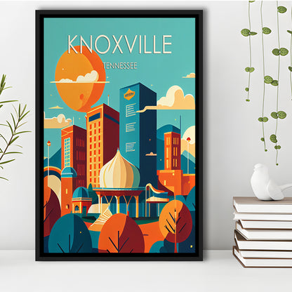 Knoxville Tennessee Retro Art Print, Knoxville City Wall Art, Floating Framed Canvas Print, Framed Picture, Painting Canvas