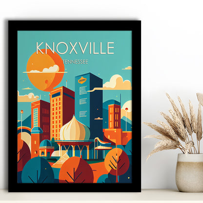 Knoxville Tennessee Retro Art Print, Knoxville City Wall Art, Framed Art Print, Picture Framed, Painting Art