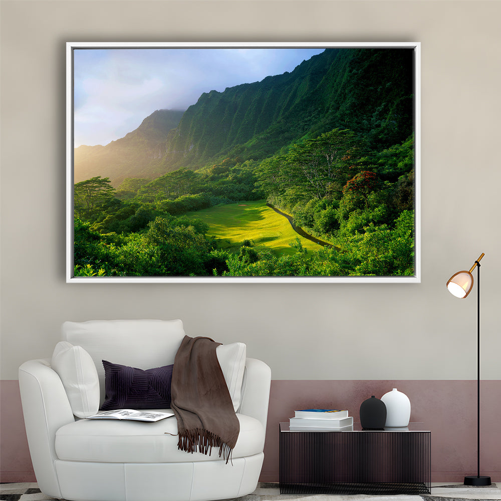 Koolau Golf Club Hole 15 Koolau Golf Courses, Hawaii, Floating Framed Canvas Print Wall Art