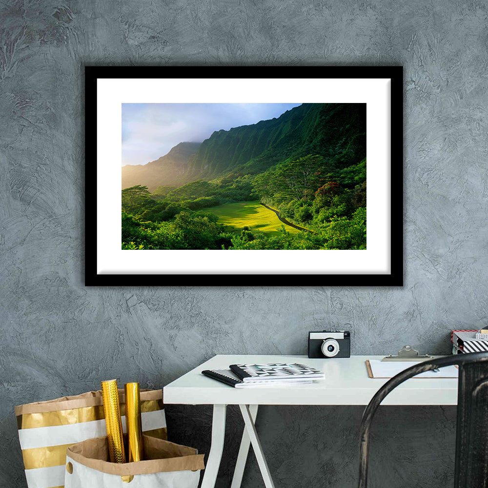 Koolau Golf Club Hole 15 Koolau Golf Courses, Hawaii, Goft Art Print, Framed Art Print White Border Wall Decor