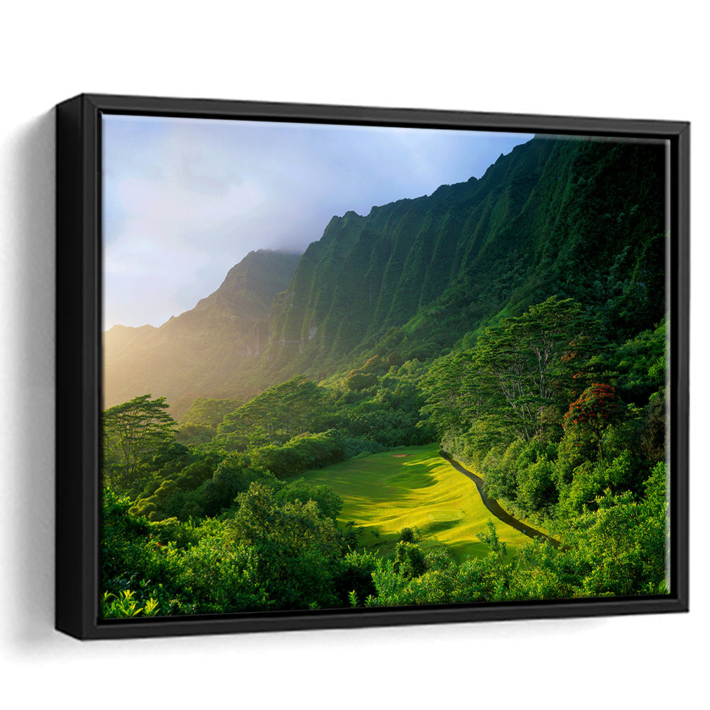 Koolau Golf Club Hole 15 Koolau Golf Courses, Hawaii, Floating Framed Canvas Print Wall Art