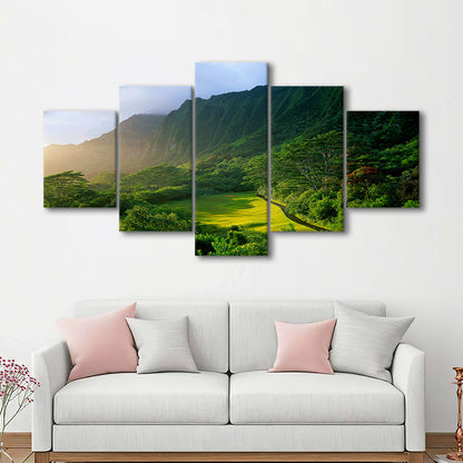 Koolau Golf Club Hole 15 Koolau Golf Courses, Hawaii, Golf Art Print, 5 Pieces Mixed Canvas Print Wall Art
