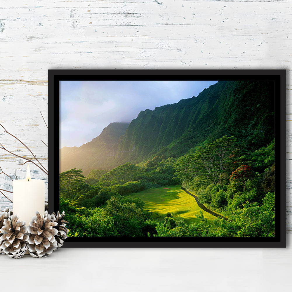 Koolau Golf Club Hole 15 Koolau Golf Courses, Hawaii, Floating Framed Canvas Print Wall Art
