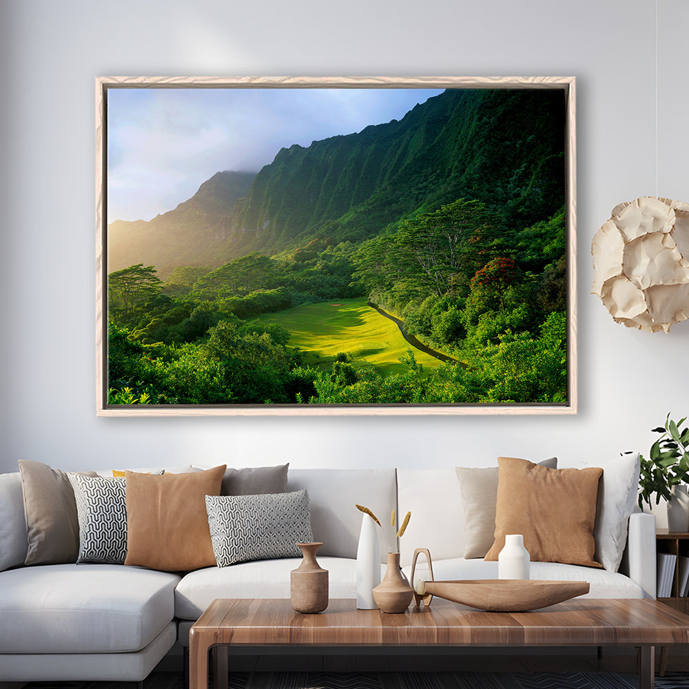 Koolau Golf Club Hole 15 Koolau Golf Courses, Hawaii, Floating Framed Canvas Print Wall Art