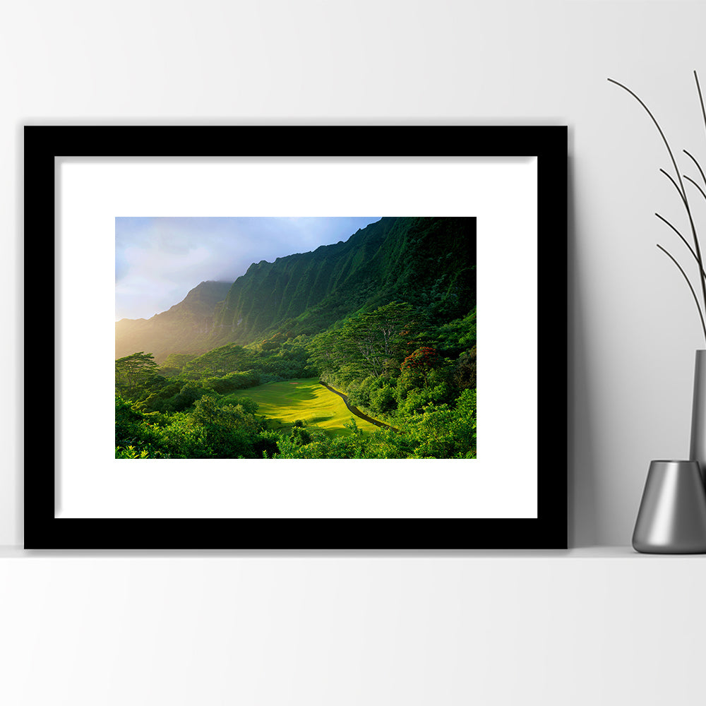 Koolau Golf Club Hole 15 Koolau Golf Courses, Hawaii, Goft Art Print, Framed Art Print White Border Wall Decor
