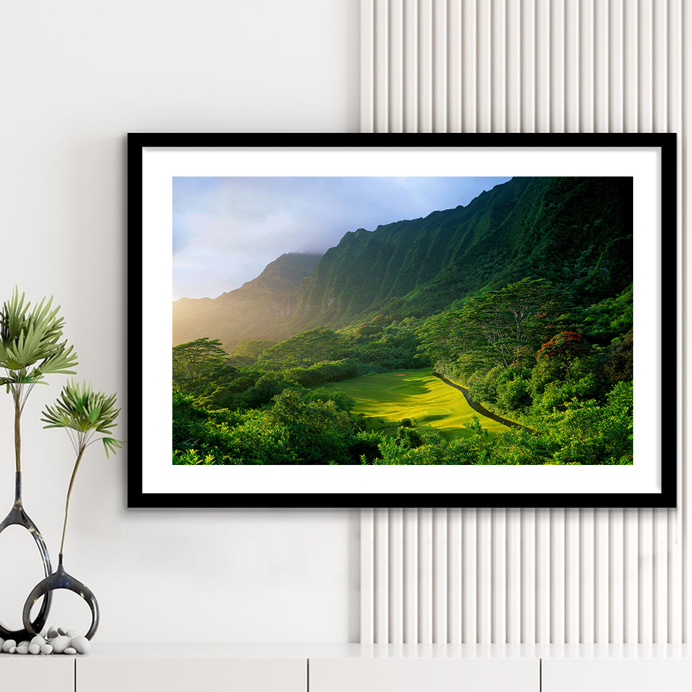Koolau Golf Club Hole 15 Koolau Golf Courses, Hawaii, Goft Art Print, Framed Art Print White Border Wall Decor