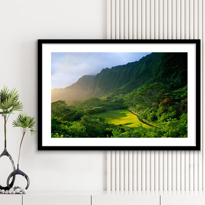 Koolau Golf Club Hole 15 Koolau Golf Courses, Hawaii, Goft Art Print, Framed Art Print White Border Wall Decor
