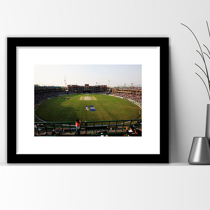 Kotla Stadium, Stadium Canvas, Sport Art, Gift for him, White Border Framed Art Print Wall Decor
