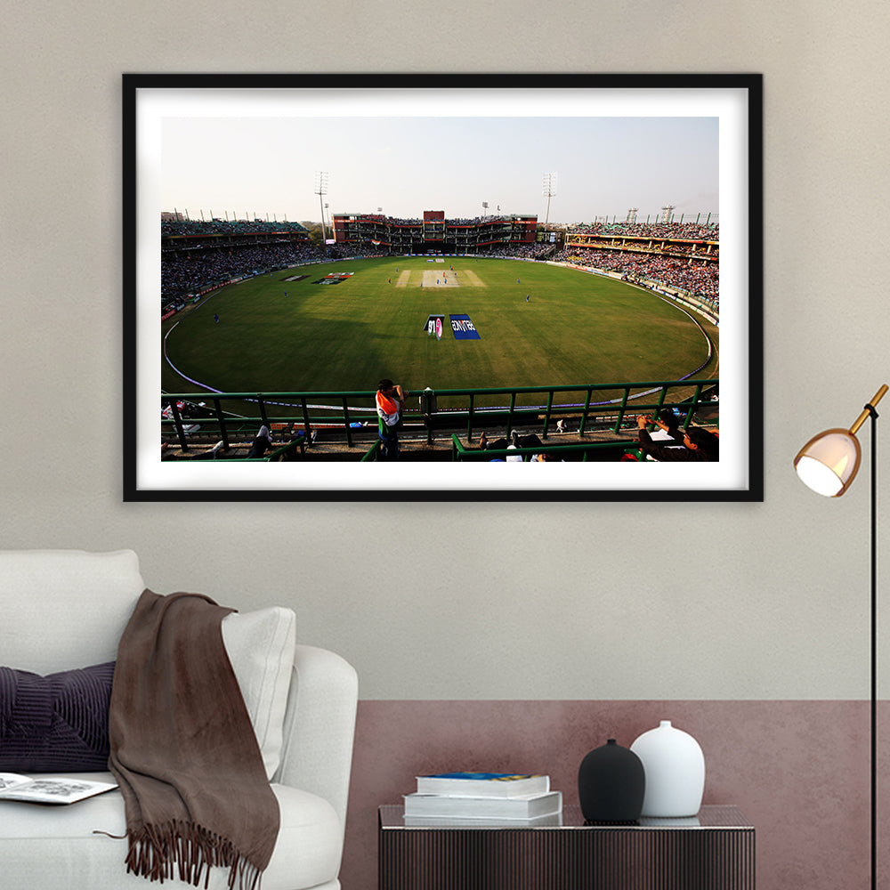 Kotla Stadium, Stadium Canvas, Sport Art, Gift for him, White Border Framed Art Print Wall Decor