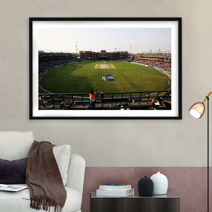 Kotla Stadium, Stadium Canvas, Sport Art, Gift for him, White Border Framed Art Print Wall Decor