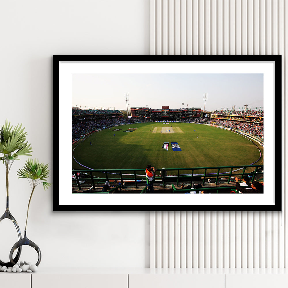 Kotla Stadium, Stadium Canvas, Sport Art, Gift for him, White Border Framed Art Print Wall Decor