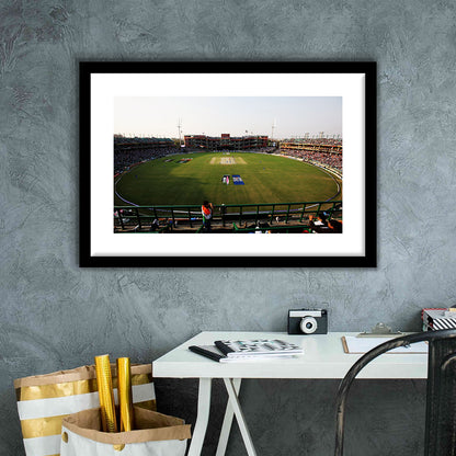 Kotla Stadium, Stadium Canvas, Sport Art, Gift for him, White Border Framed Art Print Wall Decor