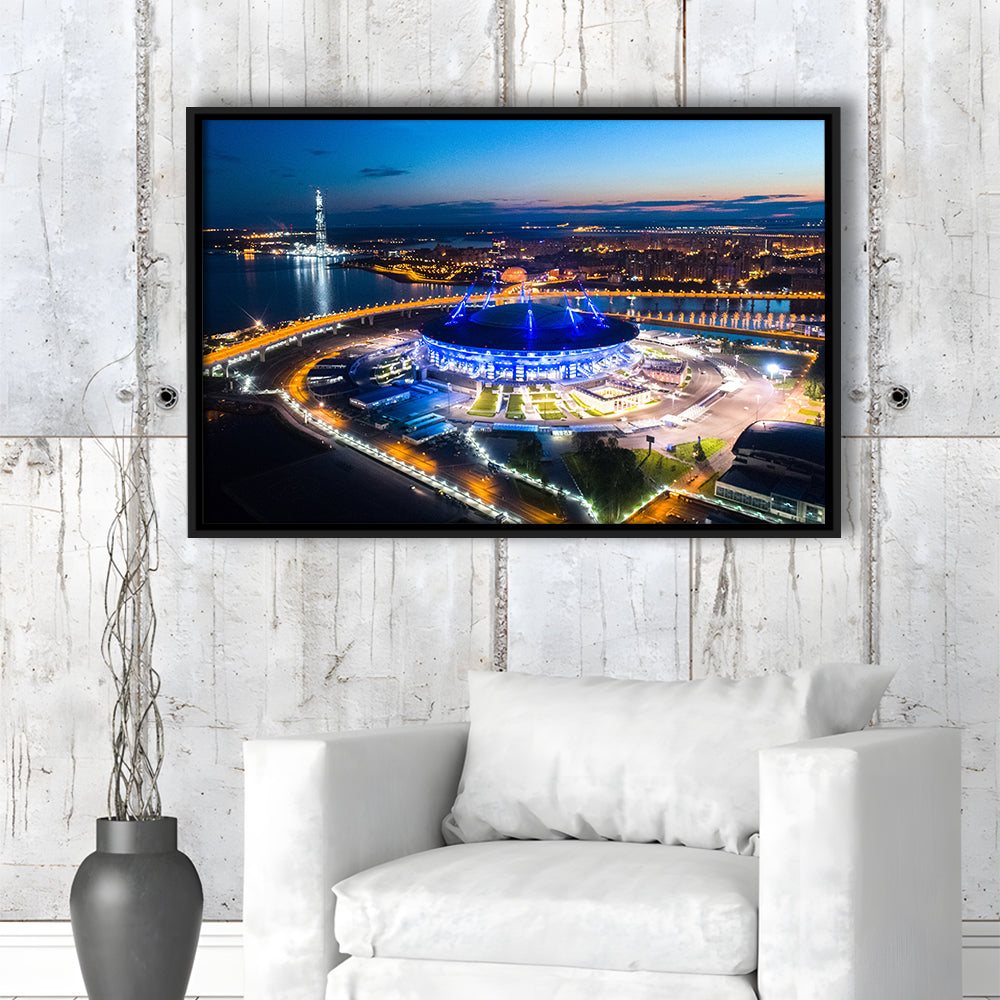 Krestovsky Stadium Saint petersburg, Stadium Canvas, Sport Art, Framed Canvas Print Wall Art, Floating Frame