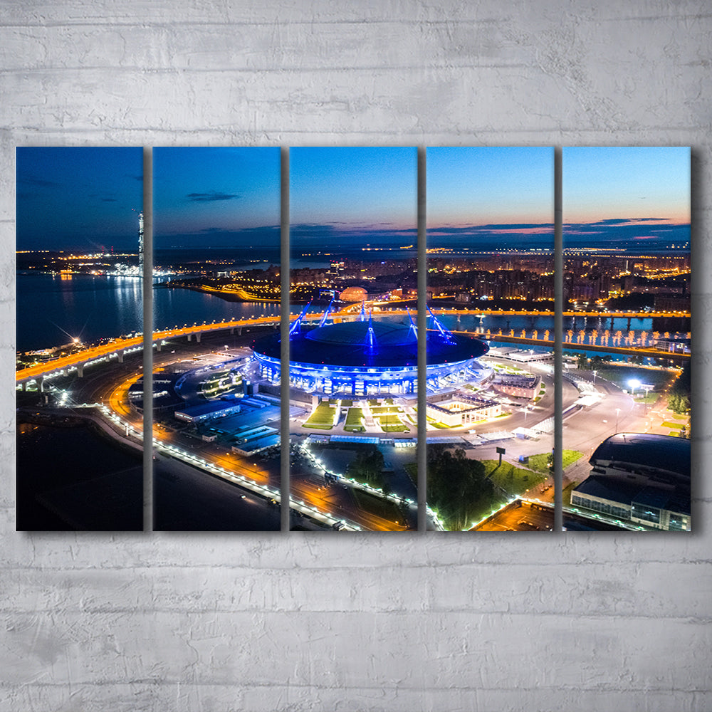 Krestovsky Stadium Saint petersburg, Stadium Canvas, Sport Art, 5 Panel B, Extra Large Canvas, Canvas Print Wall Art