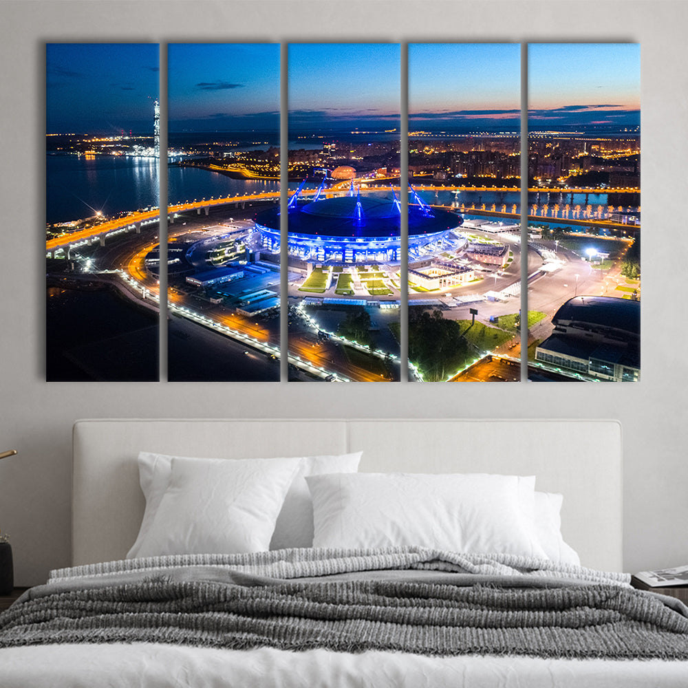 Krestovsky Stadium Saint petersburg, Stadium Canvas, Sport Art, 5 Panel B, Extra Large Canvas, Canvas Print Wall Art