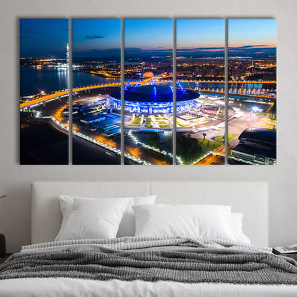 Krestovsky Stadium Saint petersburg, Stadium Canvas, Sport Art, 5 Panel B, Extra Large Canvas, Canvas Print Wall Art