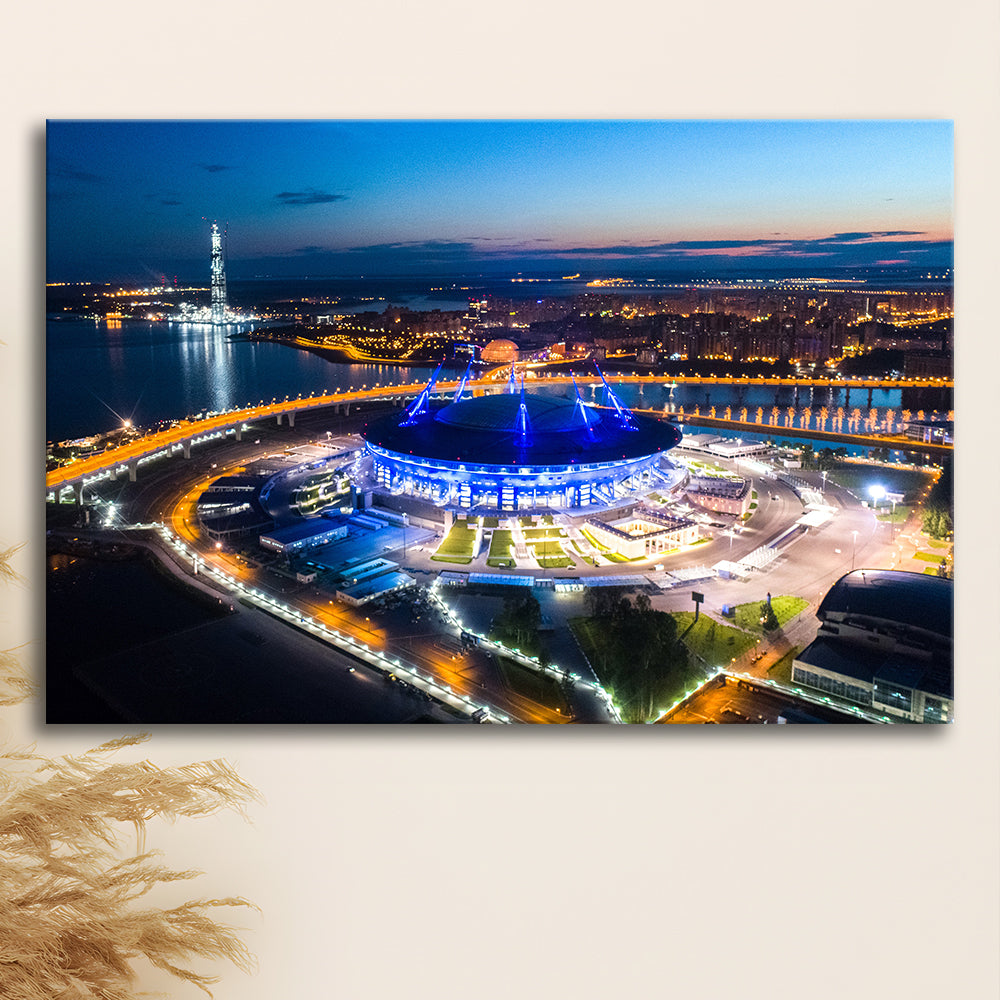 Krestovsky Stadium Saint petersburg, Stadium Canvas, Sport Art, Gift for him, Man Cave Decor, Art Print, Canvas Print Wall Art