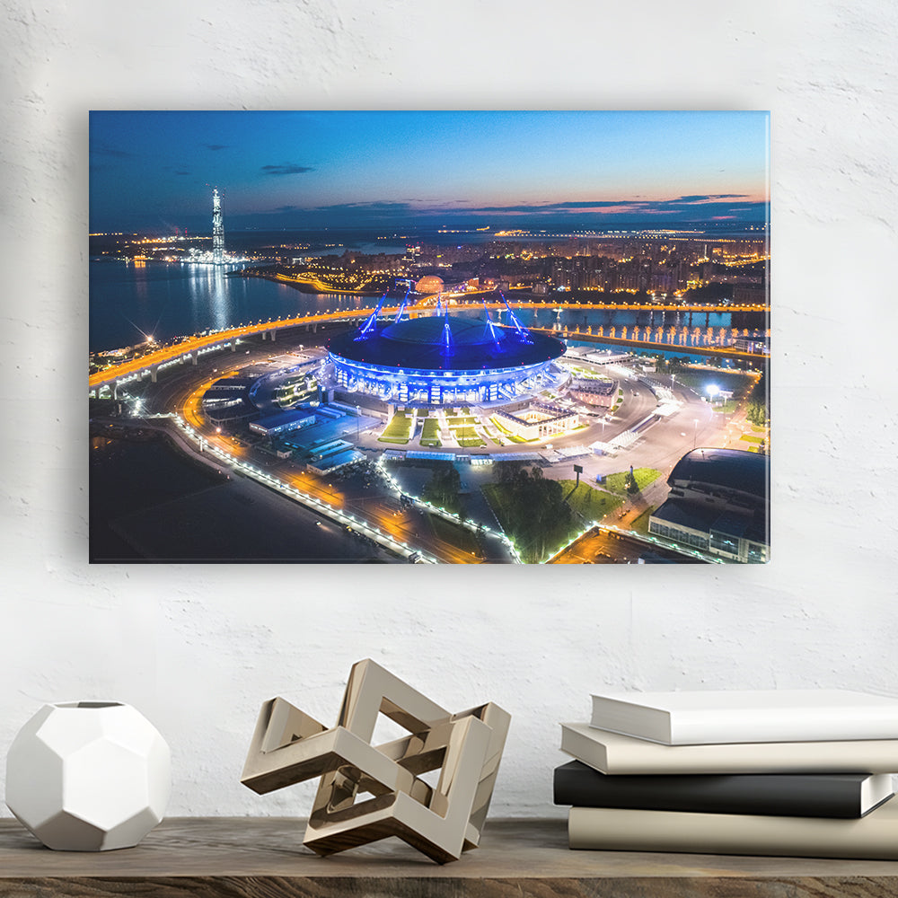 Krestovsky Stadium Saint petersburg, Stadium Canvas, Sport Art, Gift for him, Man Cave Decor, Art Print, Canvas Print Wall Art