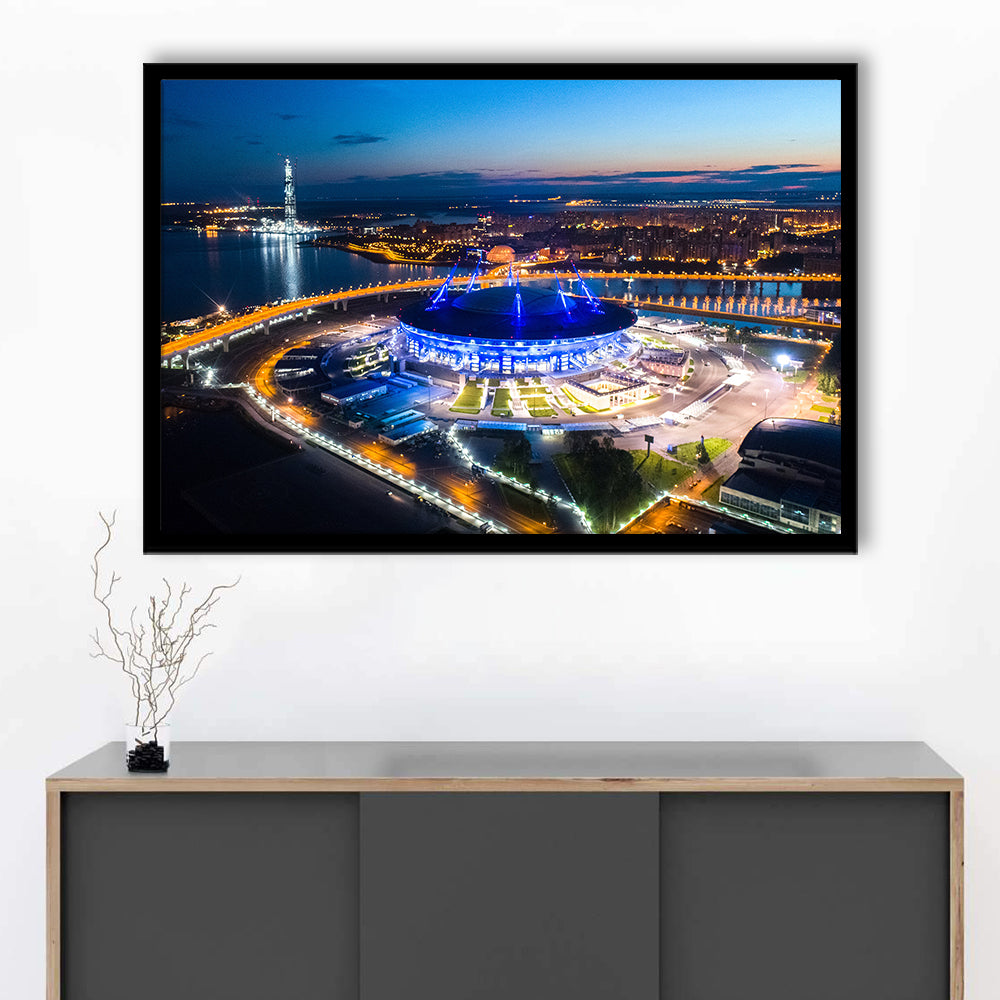 Krestovsky Stadium Saint petersburg, Stadium Canvas, Sport Art, Gift for him, Framed Art Print Wall Decor, Picture Framed