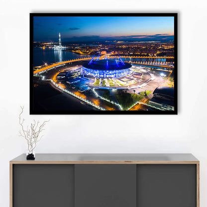 Krestovsky Stadium Saint petersburg, Stadium Canvas, Sport Art, Gift for him, Framed Art Print Wall Decor, Picture Framed