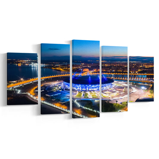 Krestovsky Stadium Saint petersburg, Stadium Canvas, Sport Art, Gift for him, 5 Panel, Large Canvas, Canvas Print Wall Art