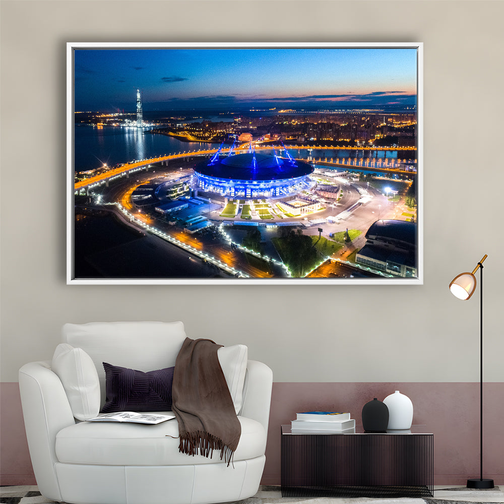 Krestovsky Stadium Saint petersburg, Stadium Canvas, Sport Art, Framed Canvas Print Wall Art, Floating Frame