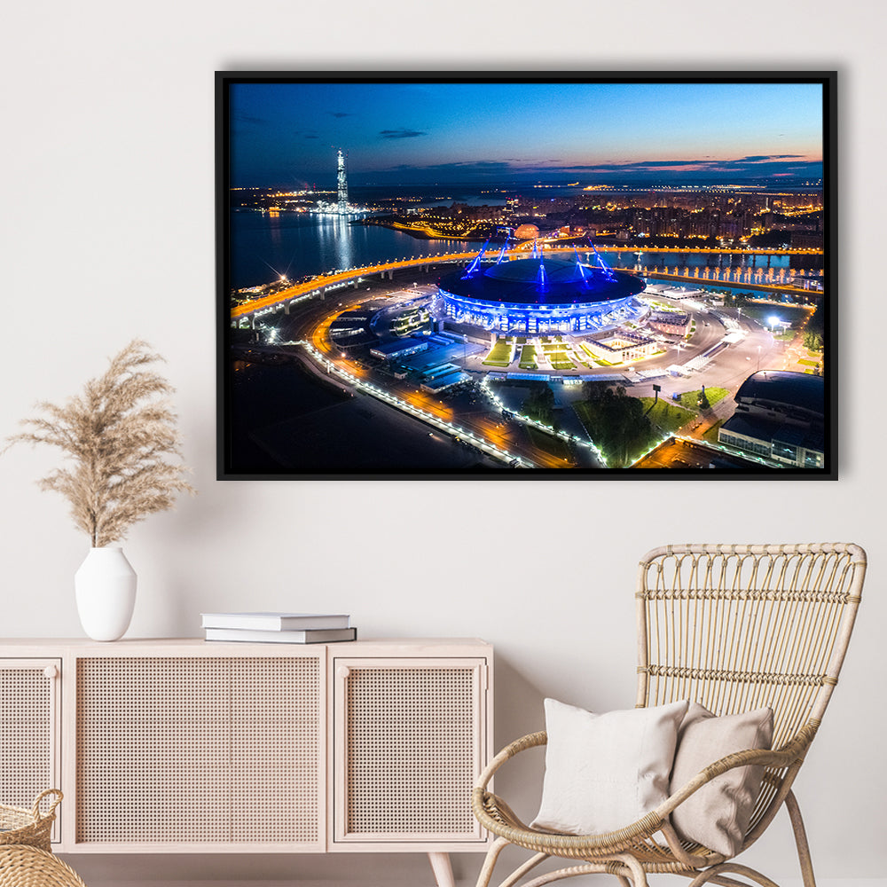 Krestovsky Stadium Saint petersburg, Stadium Canvas, Sport Art, Framed Canvas Print Wall Art, Floating Frame