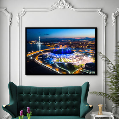 Krestovsky Stadium Saint petersburg, Stadium Canvas, Sport Art, Gift for him, Framed Art Print Wall Decor, Picture Framed