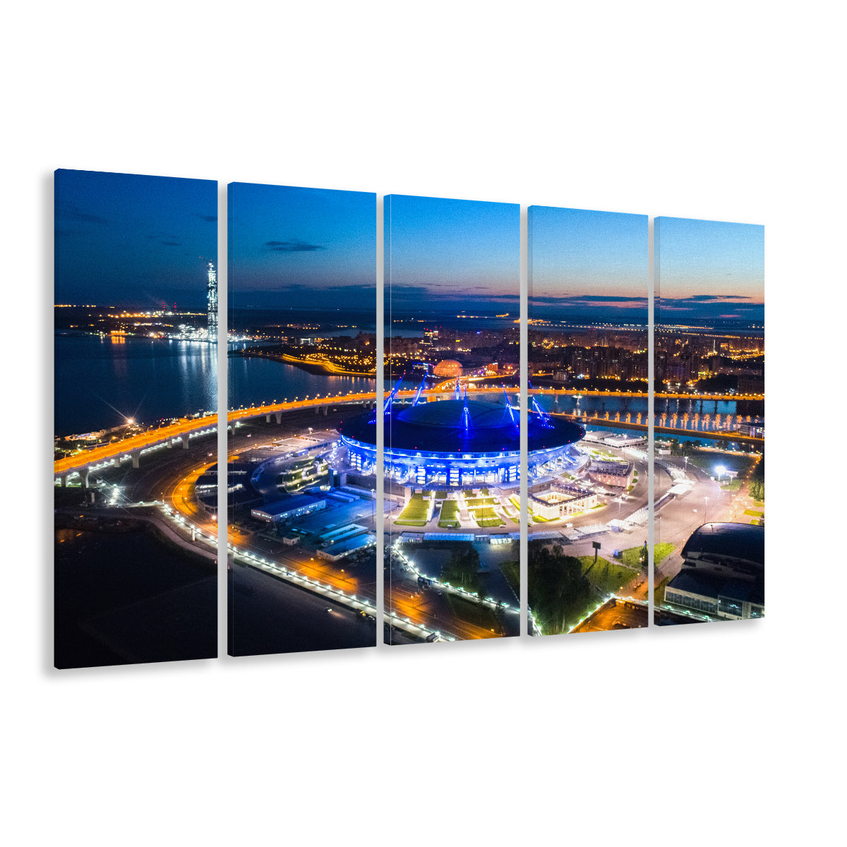 Krestovsky Stadium Saint petersburg, Stadium Canvas, Sport Art, 5 Panel B, Extra Large Canvas, Canvas Print Wall Art